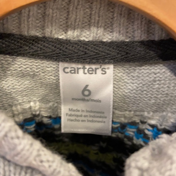 Carter’s Grey, Black, Blue & White Knit Button Up Sweater - Picture 7 of 8